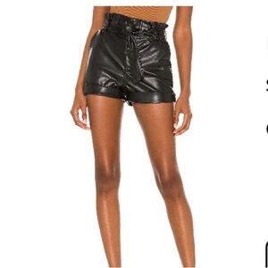 Revolve Superdown Black Kenzie Faux Leather Shorts
